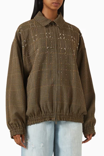 Prince of Wales Bomber Jacket in Wool