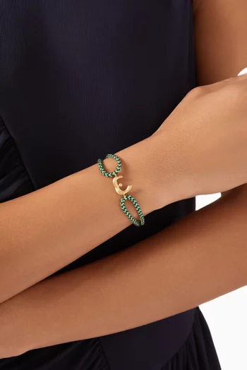 x Fozaza Arabic Letter 'ن' Bracelet in 18kt Gold