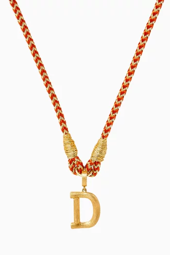 x Fozaza Letter 'D' Necklace in 18kt Yellow Gold
