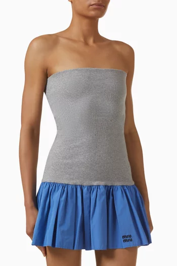 فستان قصير بلا حمالات جيرسيه