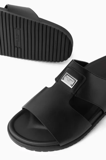 Logo Sandals in Calfskin Leather