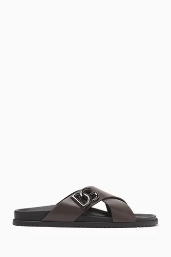 Criss-cross Logo Sandals in Calfskin Leather
