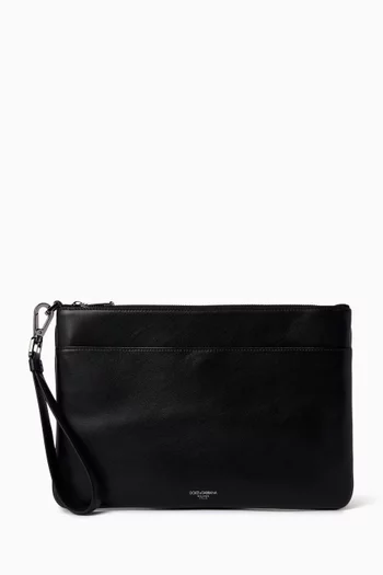 Logo Pouch in Leather