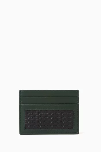 Logo Woven Card Holder in Leather