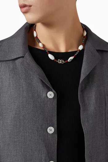 DG Beaded Shell Necklace in Silver-tone Metal