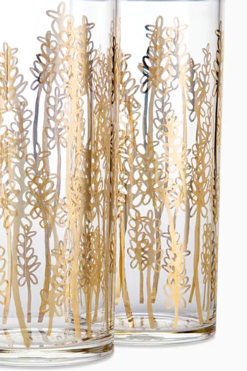 Golden Wheat Glass Stem Cups, Set of 6