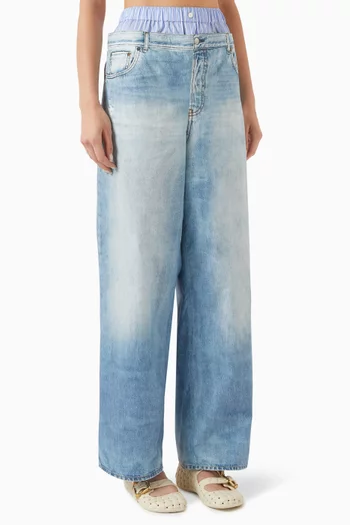 Double-waistband Pants in Cotton