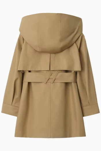 Hooded Trench Coat in Cotton