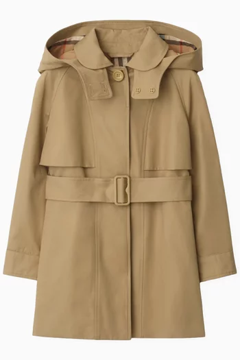 Hooded Trench Coat in Cotton