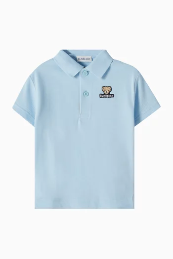 Bear Print Polo Shirt in Cotton