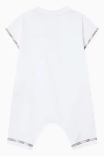 Check-trim Romper in Cotton