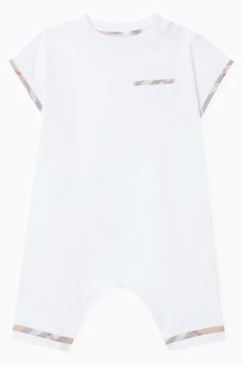 Check-trim Romper in Cotton