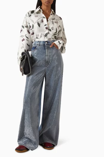 Oversized Cherry-print Shirt in Silk