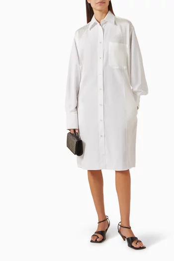 Midi Shirt Dress in Mixed Poplin-satin