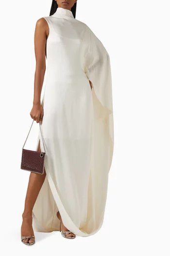 Asymmetric Draped Gown in Satin