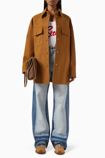 Snap-button Overshirt in Faux Suede