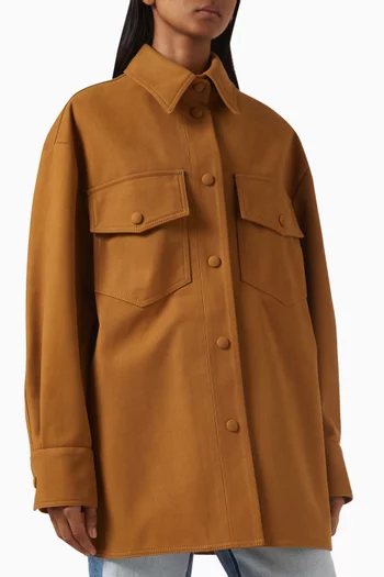 Snap-button Overshirt in Faux Suede