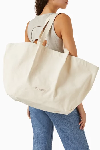 Large Pleat Tote Bag in Canvas