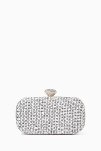 Diamond Honeycomb Box Clutch in Woven Fabric