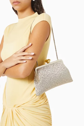 Diamond Honeycomb Classic Clutch in Woven Fabric