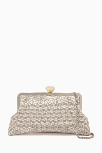 Diamond Honeycomb Classic Clutch in Woven Fabric