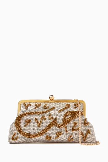 "Hobb" Honeycomb Classic Clutch in Woven Fabric