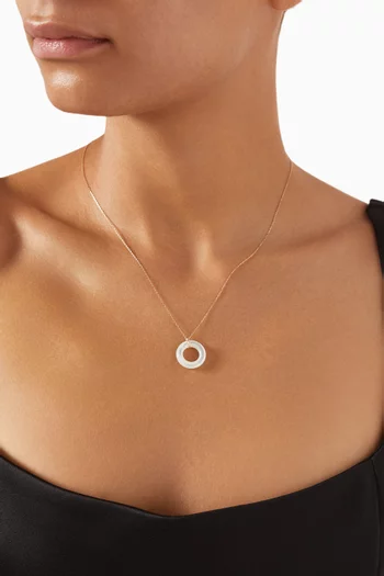 Donut Door Knocker Pearl & Diamond Necklace in 14kt Gold