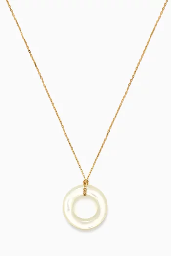 Donut Door Knocker Pearl & Diamond Necklace in 14kt Gold