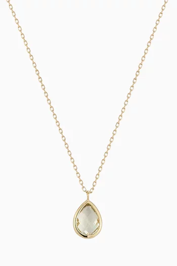 Amethyst Bezel Pear Drop Necklace in 14kt Yellow Gold
