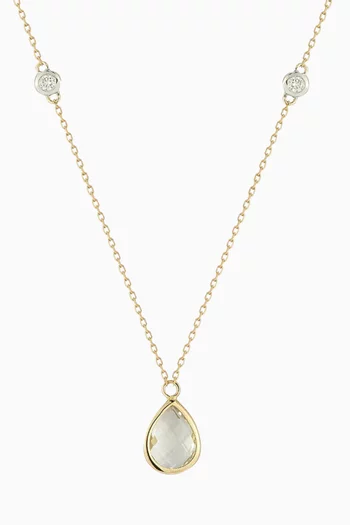 Amethyst Pear and Diamond Bezel Necklace in 14kt Yellow Gold