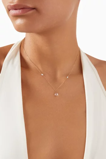 Topaz Pear and Diamond Bezel Necklace in 14kt Yellow Gold