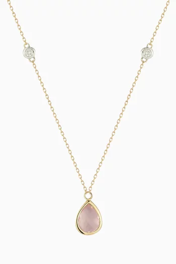 Topaz Pear and Diamond Bezel Necklace in 14kt Yellow Gold