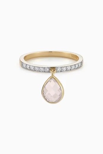 Topaz Pear Dangle Ring in 14kt Yellow Gold