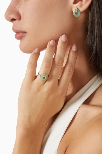 Donut Jade & Diamond Ring in 14kt Gold