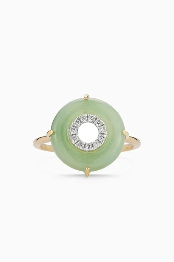 Donut Jade & Diamond Ring in 14kt Gold