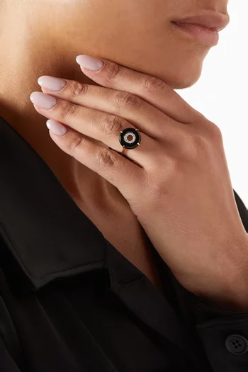 Donut Onyx & Diamond Ring in 14kt Gold