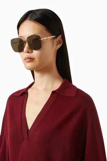 نظارة شمسية بإطار مربع معدن