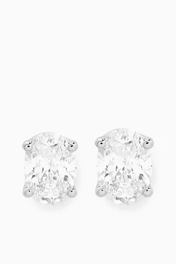 Oval Diamond Stud Earrings in 18kt White Gold