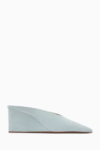 Cube Wedge 75 Mules in Goatskin Suede