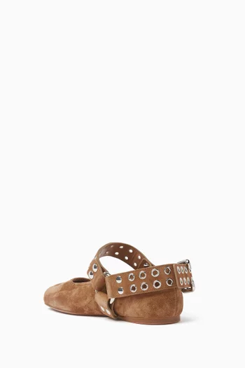 Biker Ballet Flats in Suede