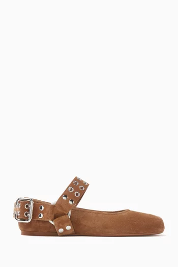 Biker Ballet Flats in Suede