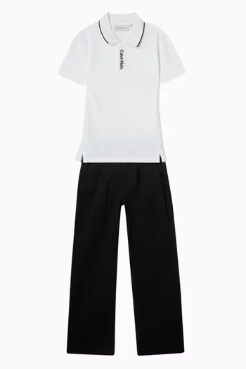 Embroidered CK Polo Shirt in Cotton Pique