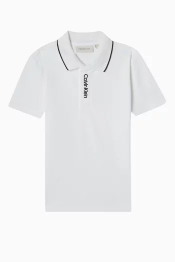Embroidered CK Polo Shirt in Cotton Pique