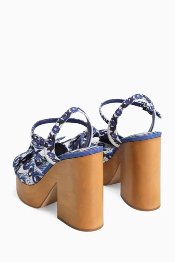 Majolica-printed 130 Wedge Sandals
