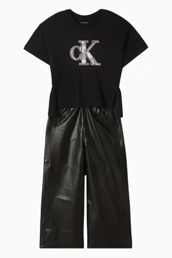 تي شيرت بطبعة شعار الماركة قطن