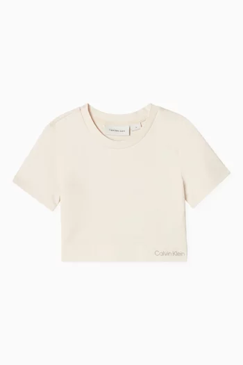 Logo Crop T-shirt in Viscose Blend