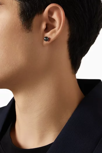 قرط منفرد مرصع بلؤلؤ أسود فضة إسترلينية