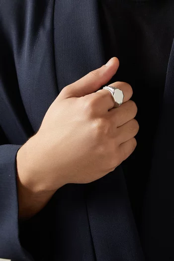 Mirror Flourish Signet Ring in Sterling Silver