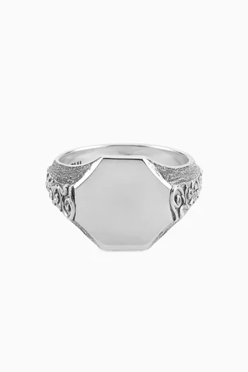 Mirror Flourish Signet Ring in Sterling Silver
