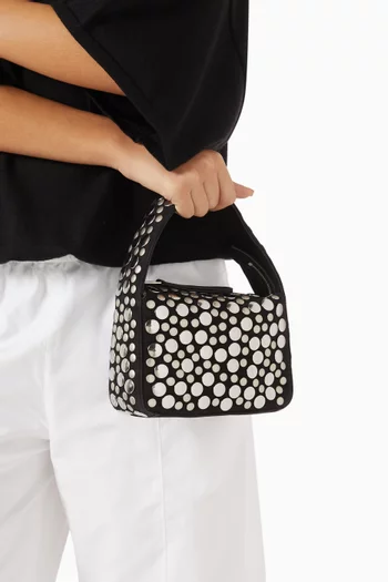 Small Elena Studded Shoulder Bag in Leather